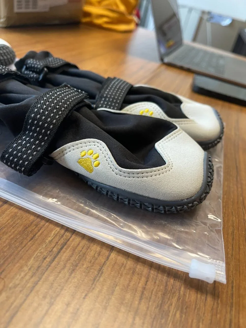 DOG SHOES - Weatherproof/ White and Black/ Rubber Soles